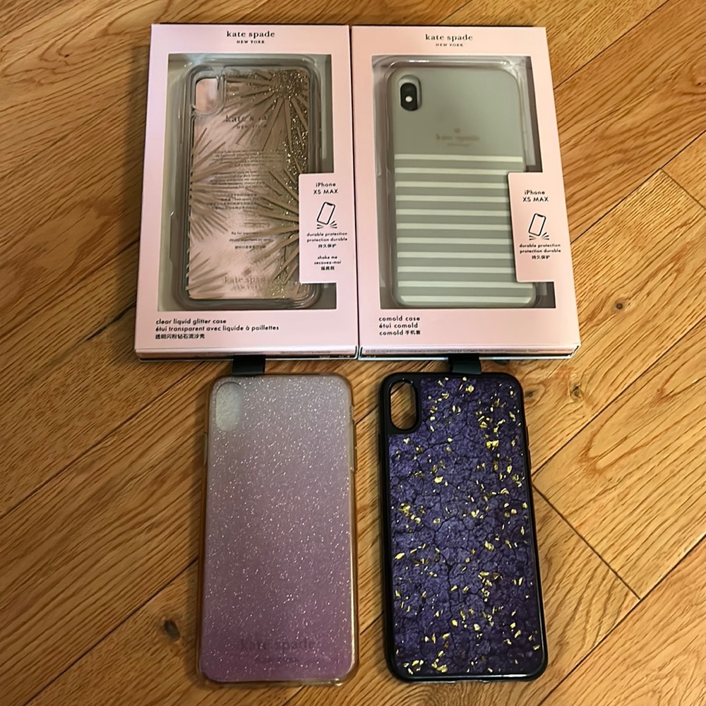 Three Kate Spade XSMax iPhone cases and one additional XSMax iPhone case.